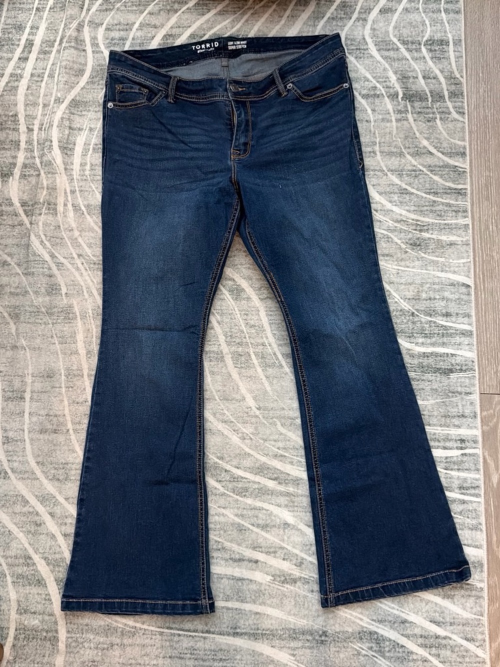 torrid Dark Blue Flare Jeans - Mid Rise Wide Leg